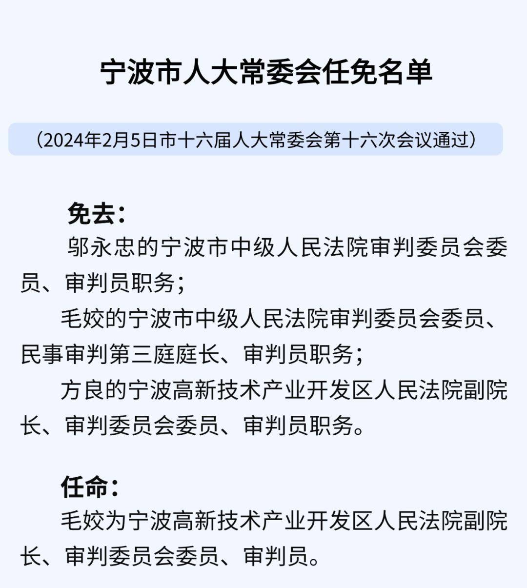 宁波最新人事任免动态概览